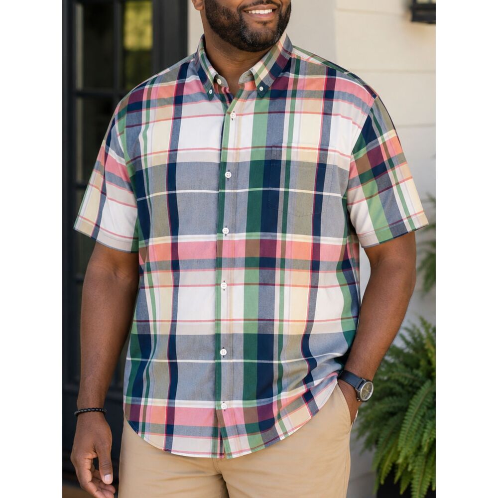 The Foundry Supply Co Men’s 2XL Plaid Short Sleeve Button Down Cotton Shirt
